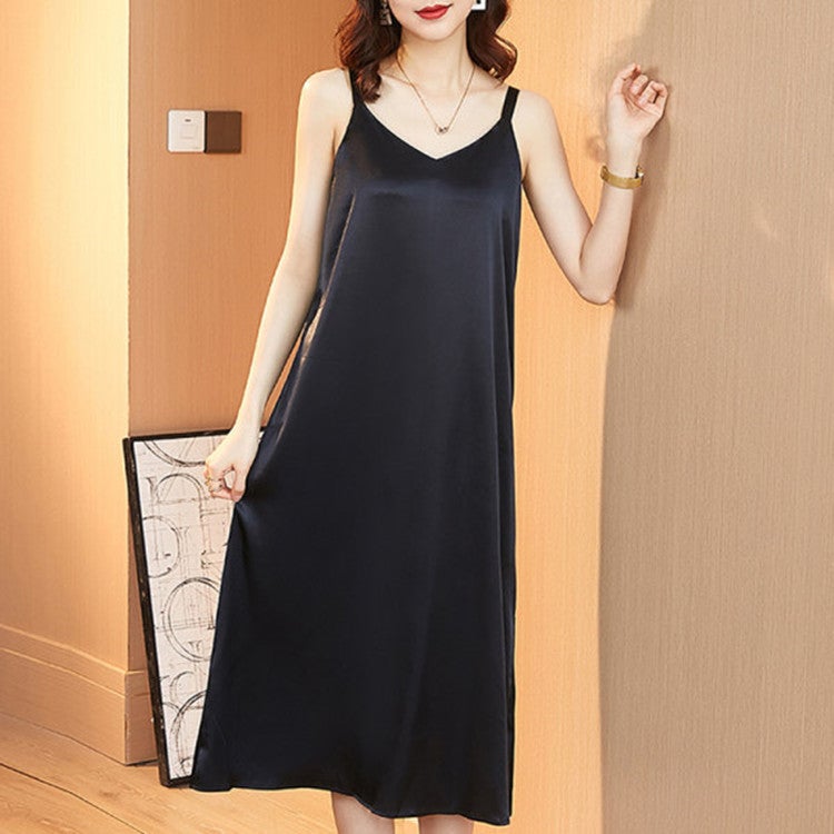 2022 French Satin Slip Dress Mid-Length Spring Summer Gold  - Image 5