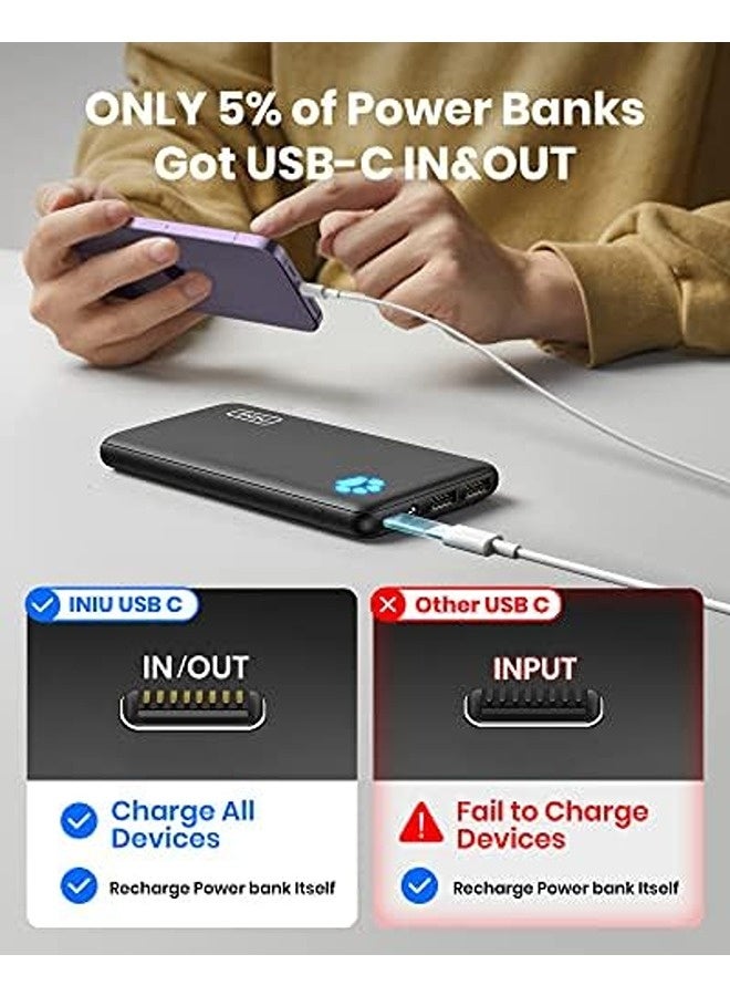 INIU 10000mAh Slim USB-C Power Bank | High-Speed 3A Charging, 3 Outputs, Flashlight, Portable Charger - Image 5