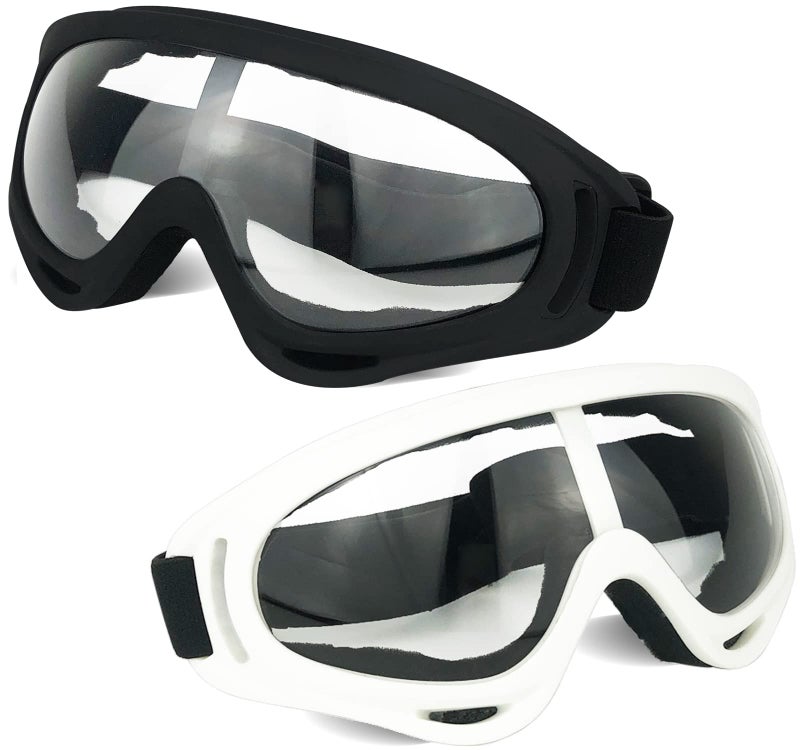Generic Toyer 2 Pack Protective Goggles / Safety Glasses / Motorcycle Eyewear with Bandanas - Compatible with Nerf Game Battle for Kids (Black+White)  - Image 1