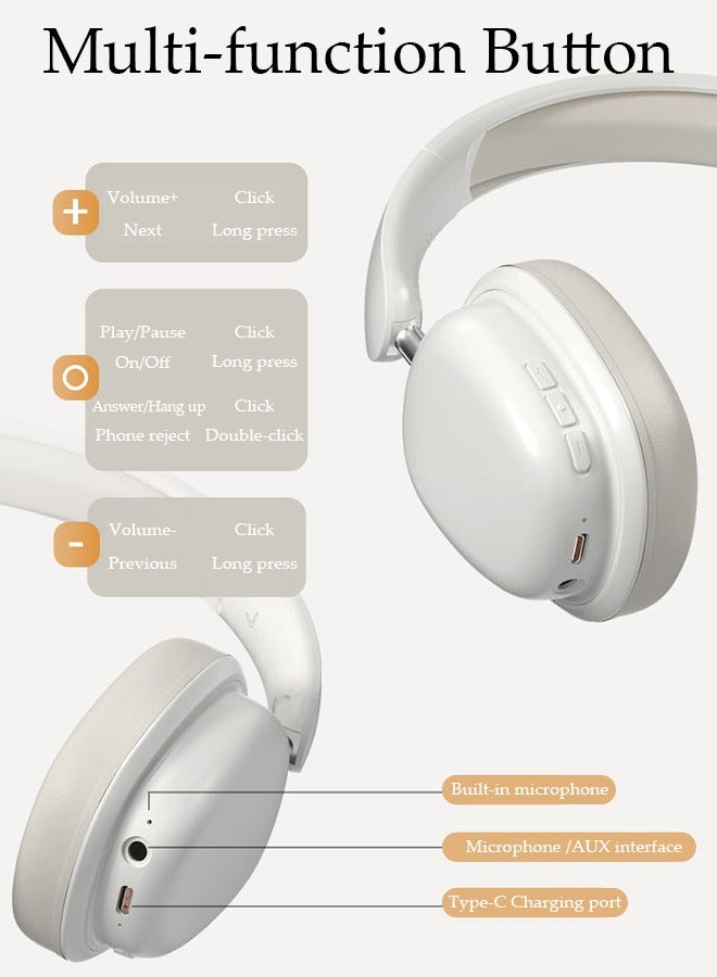 DUNISO Bluetooth Headphones Over Ear, Bluetooth 5.3 Foldable Adjustable Wireless Earphone with Comfort Fit Ear Cups Multifunction button, Intelligent Noise Reduction for Home Office Travel  - Image 4