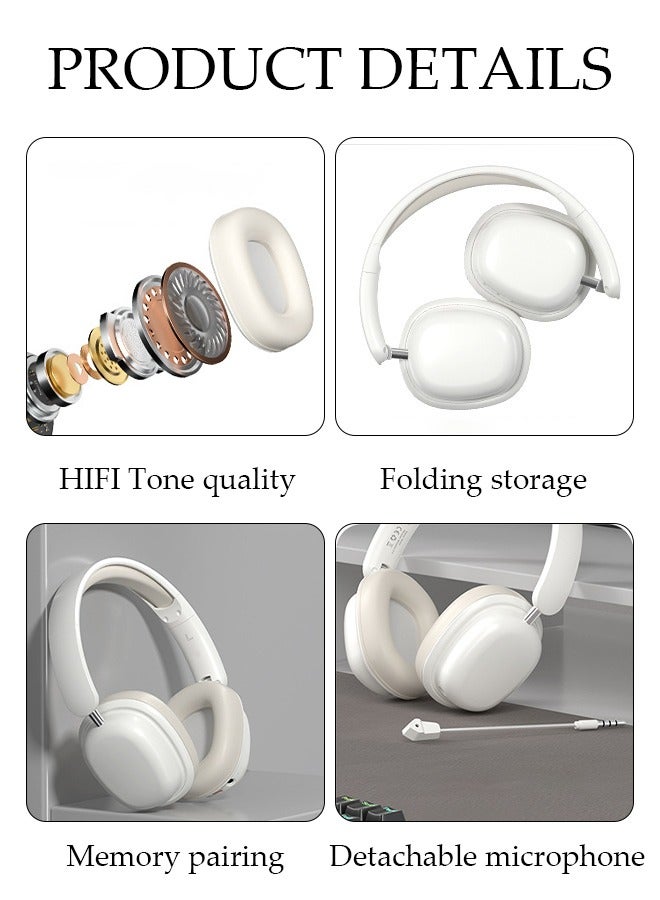 DUNISO Bluetooth Headphones Over Ear, Bluetooth 5.3 Foldable Adjustable Wireless Earphone with Comfort Fit Ear Cups Multifunction button, Intelligent Noise Reduction for Home Office Travel  - Image 3