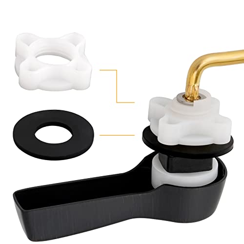 Hibbent Universal Metal Side Mount Toilet Handle Replacement Kit, Brass Toilet Flush Tank Lever with Stainless Steel Flapper Chains for Most Toilets, Oil-Rubbed Bronze - Image 2