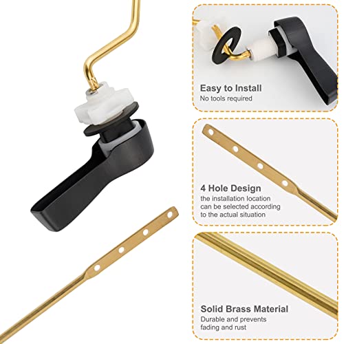 Hibbent Universal Metal Side Mount Toilet Handle Replacement Kit, Brass Toilet Flush Tank Lever with Stainless Steel Flapper Chains for Most Toilets, Oil-Rubbed Bronze - Image 3