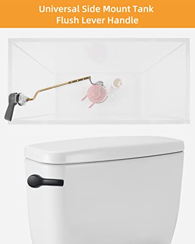 Hibbent Universal Metal Side Mount Toilet Handle Replacement Kit, Brass Toilet Flush Tank Lever with Stainless Steel Flapper Chains for Most Toilets, Oil-Rubbed Bronze - Image 4