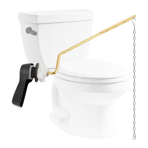 Hibbent Universal Metal Side Mount Toilet Handle Replacement Kit, Brass Toilet Flush Tank Lever with Stainless Steel Flapper Chains for Most Toilets, Oil-Rubbed Bronze - Image 1