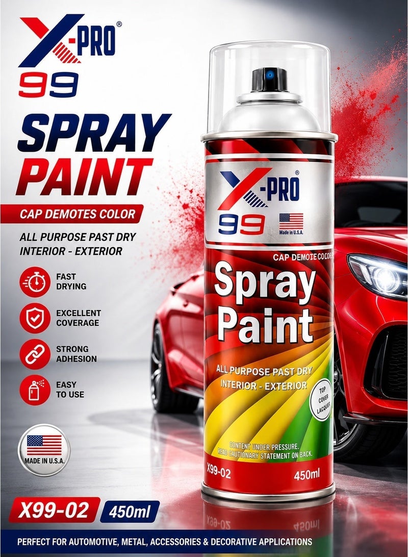 Xpro X-PRO 99 X99-02 Clear Lacquer Spray Paint 450ml, Fast Dry All Purpose Clear Gloss Protective Coating for Wood, Metal, Furniture, Automotive Parts, Interior Exterior DIY Craft & Decorative Surface Finishing - Image 3