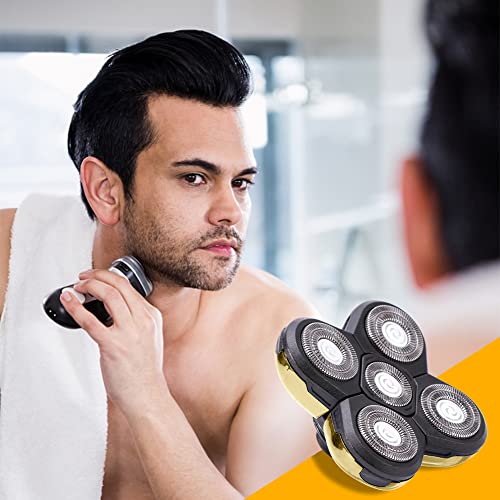 Woopower Shaver Blade Heads, 5 Heads Beard Cutter Replacement Blade Easy Install Electric Razor Shaver Head for Head and Face (Gold) - Image 2