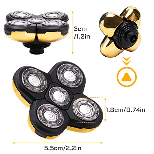 Woopower Shaver Blade Heads, 5 Heads Beard Cutter Replacement Blade Easy Install Electric Razor Shaver Head for Head and Face (Gold) - Image 4