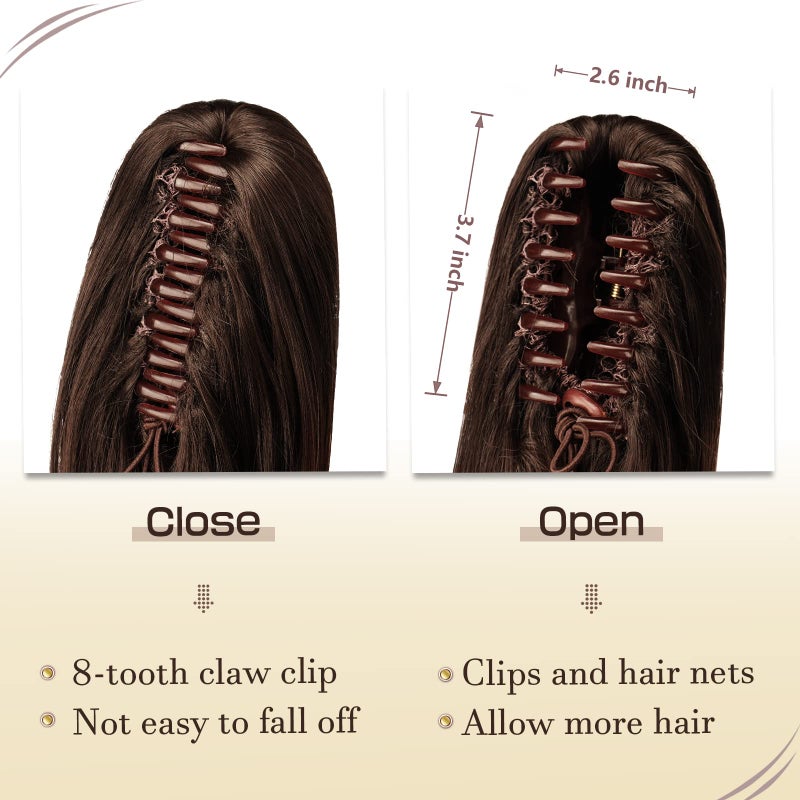 SOFEIYAN 13" Ponytail Extension Long Curly Ponytail Clip in Claw Hair Extension Natural Looking Synthetic Hairpiece for Women, Ash Brown to Blonde - Image 3