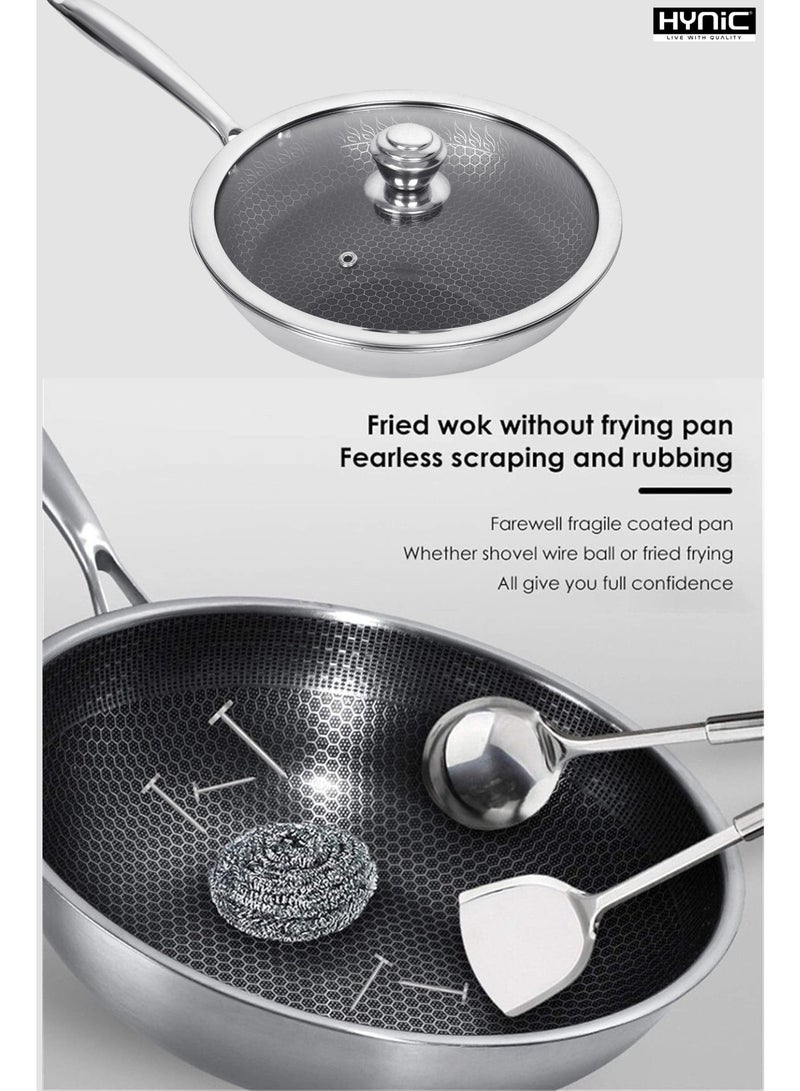 Hynic Tri-Ply Stainless Steel Frypan/Wok Pan, 26cm Honeycomb Non-Stick Induction Compatible Cookware, Durable & Rust-Free - Image 5
