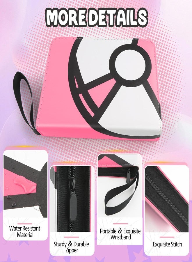 LOYEE Trading Card Binder 4-Pockets, 400 Pockets Card Holder with 50 Removable Sleeves, Large Capacity & Waterproof Zipper Album Holder for Trading Card Collector，Portable Card Album Book for Card-Pink - Image 3