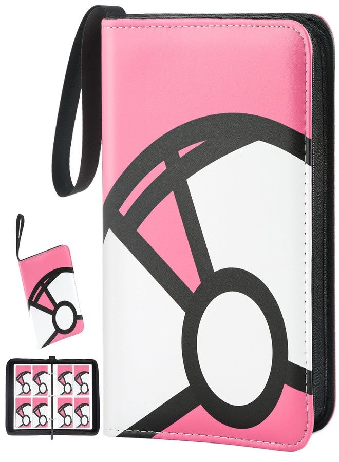 LOYEE Trading Card Binder 4-Pockets, 400 Pockets Card Holder with 50 Removable Sleeves, Large Capacity & Waterproof Zipper Album Holder for Trading Card Collector，Portable Card Album Book for Card-Pink - Image 1