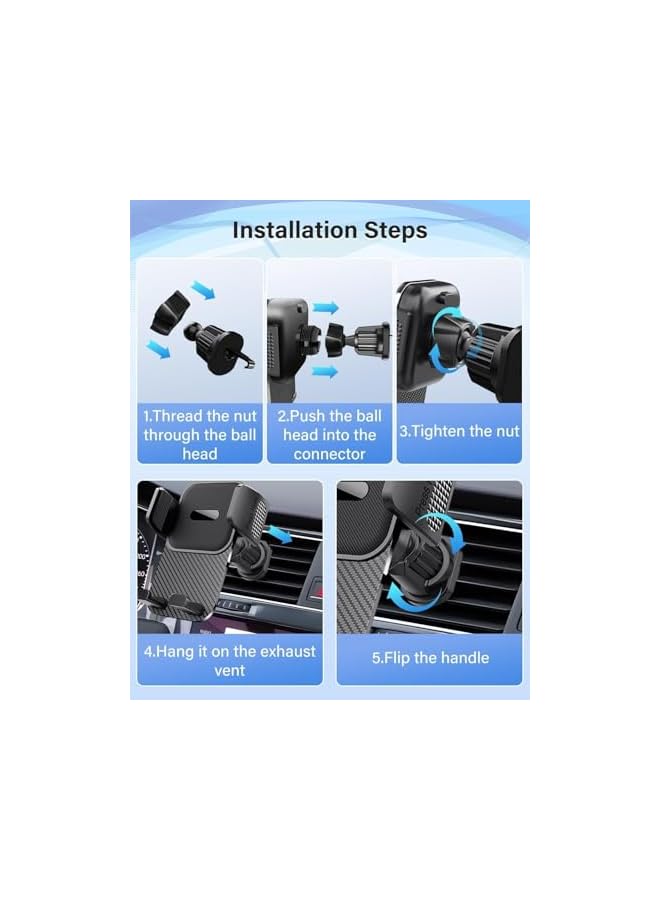 S-TOP Car Phone Mount Air Vent, Strong Hold Automobile Cell Phone Holder, 360 Degree Rotation Air Vent Clip Mount, Universal Phone Cradle for All Smartphones Car Use - Image 5