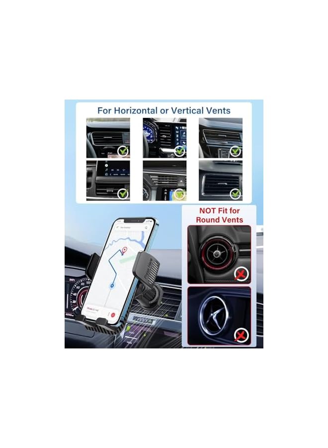 S-TOP Car Phone Mount Air Vent, Strong Hold Automobile Cell Phone Holder, 360 Degree Rotation Air Vent Clip Mount, Universal Phone Cradle for All Smartphones Car Use - Image 2