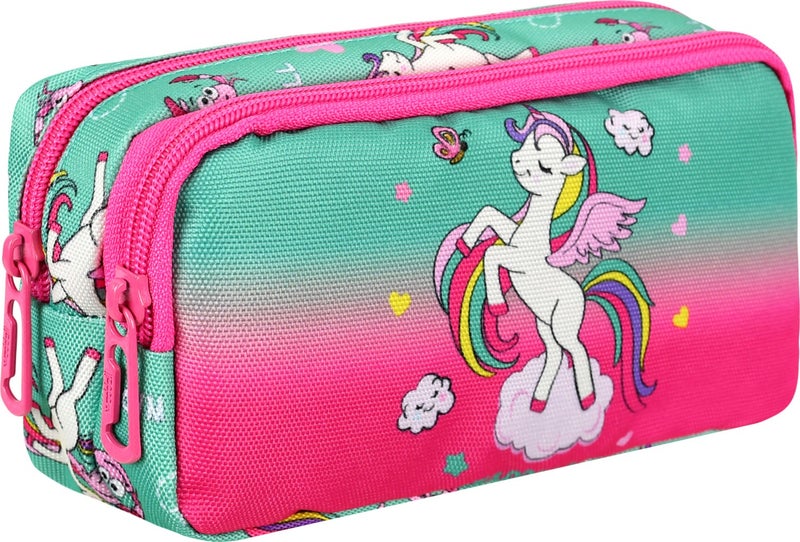 Niss Store Waddell Licensed Fuchsia Unicorn Double Compartment Pencil Case - Image 2