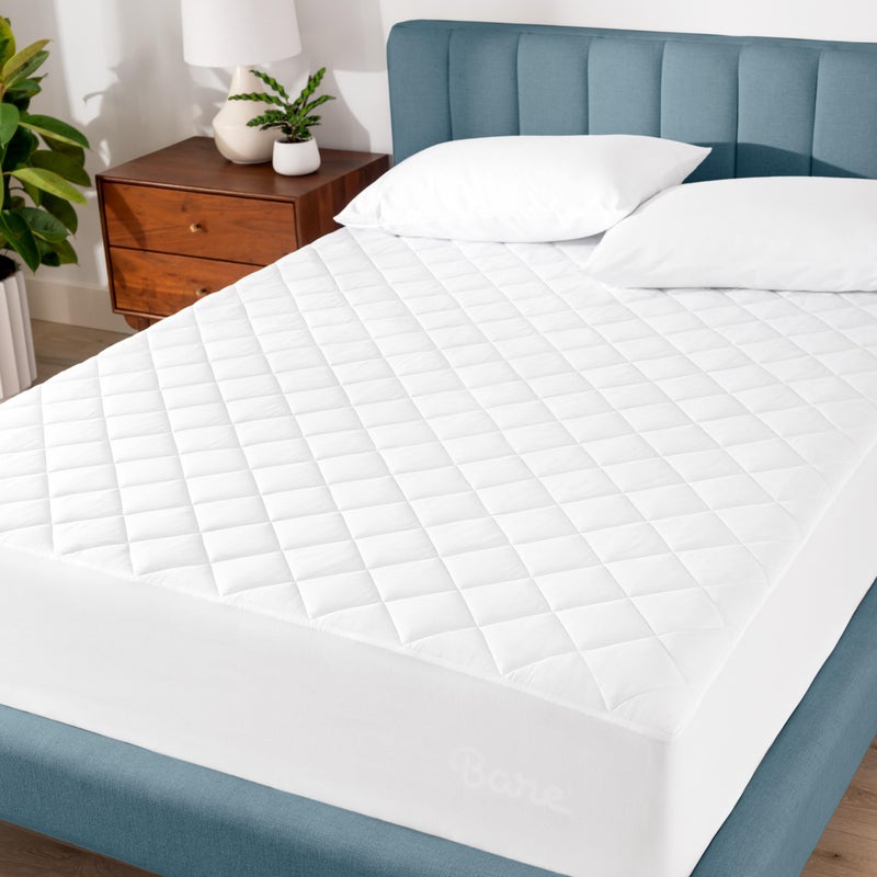 Bare Home Bare Home Quilted Fitted Mattress Pad Cal King  Cooling Mattress Topper  Easily Washable  Elastic Fitted Cover  StretchtoFit up to 15 Inches Deep California King 