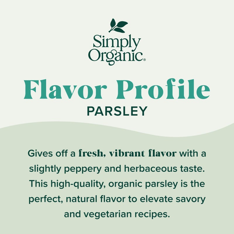 Simply Organic Parsley Flakes, 0.26-Ounce Jar, Fresh, Green-Leafy Taste, Vibrant Color Italian Parsley, Kosher, Organic - Image 3