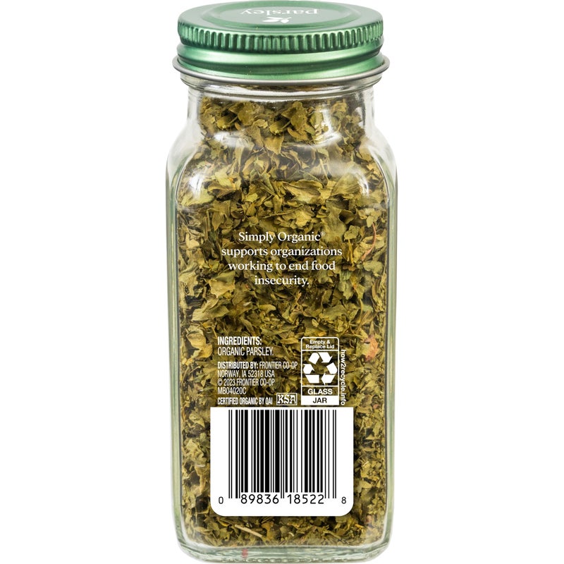 Simply Organic Parsley Flakes, 0.26-Ounce Jar, Fresh, Green-Leafy Taste, Vibrant Color Italian Parsley, Kosher, Organic - Image 2