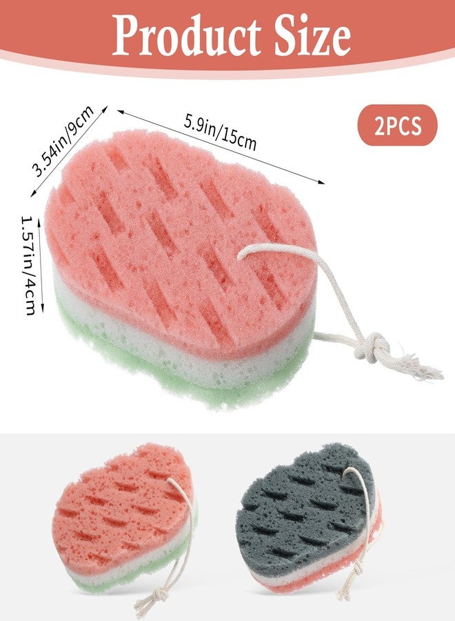 Matwsec 2PCS Shower Sponge for Body, Bath Sponges for Women, Body Sponges for Shower Reusable Sponge Loofah Fiber Exfoliating for Women Men 2 Colors - Image 2