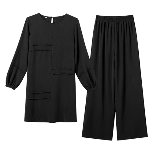 ODIZLI Abaya Kaftans for Women Modern Elegant Dubai Caftan Arabic Party Wear Beach Kaftan Dress Top Wide Leg Pants Prayer Clothes for Muslim Women Muslim Clothes Eid Ramadan Outfit Black cc S - Image 4