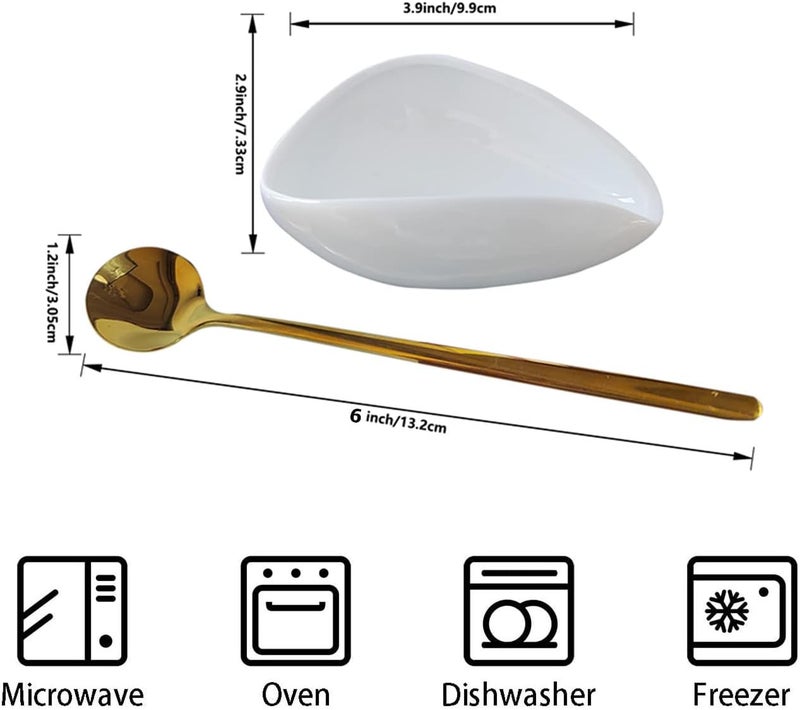 PFCTRJR Coffee Spoon Rest, Mini Coffee Spoon Holder, Small Ceramic Spoon Rest for Coffee Stirrers, Teaspoon, Bar Spoon, Coffee Bar Accessories, Coffee Station (Ture white+Gold Spoon) - Image 4