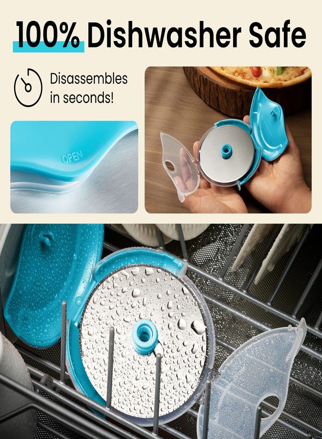 كيتشي قطاعة بيتزا كيتشي بعجلة واقٍ للشفرة، قطاعة بيتزا مريحة (أزرق) - Image 5