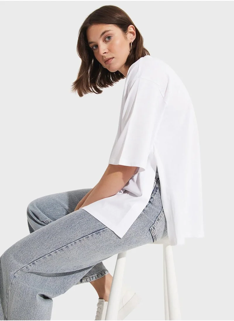 JUNE Crew Neck Draped T-Shirt