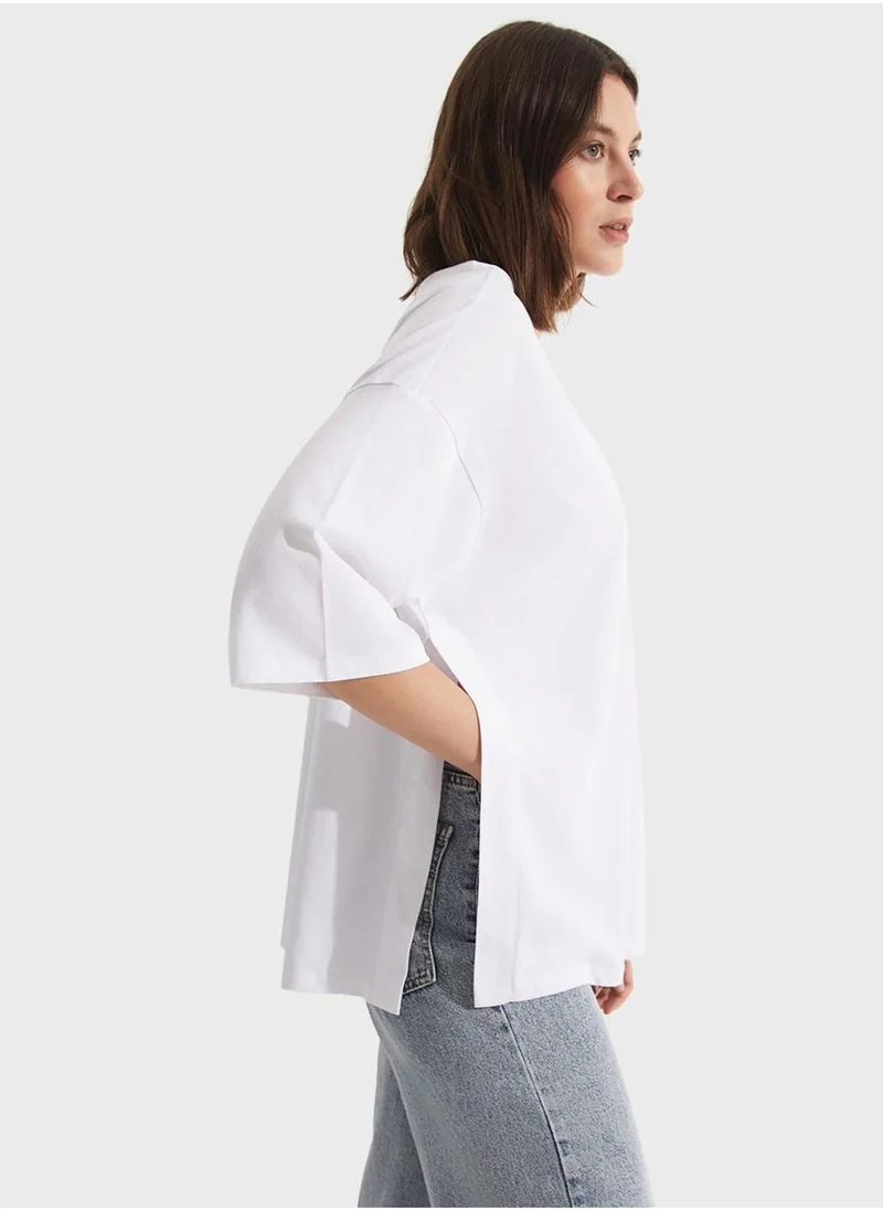 JUNE Crew Neck Draped T-Shirt