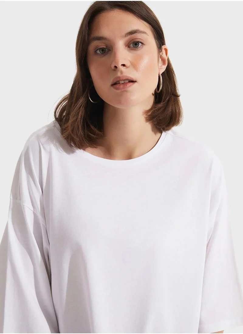 JUNE Crew Neck Draped T-Shirt