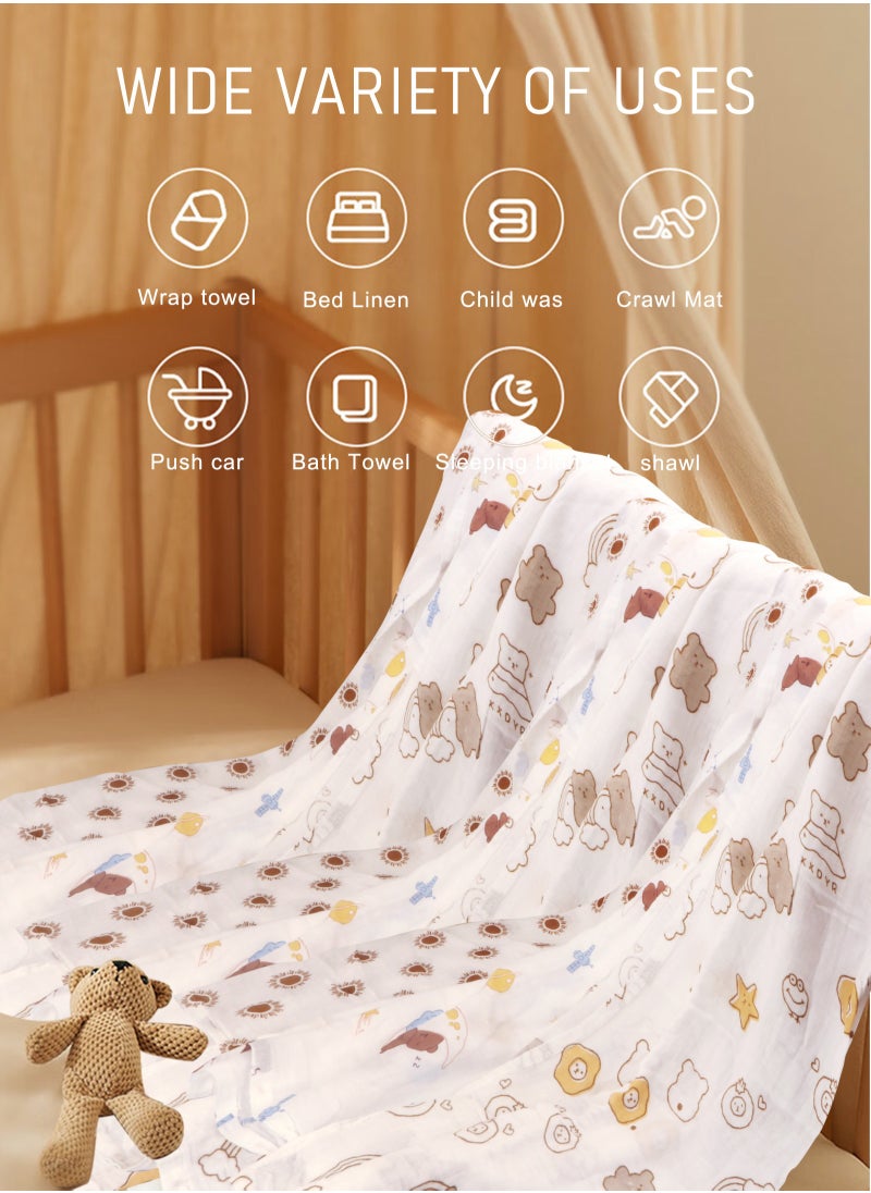 URbazaar 3 Pack Baby Blankets soft Bamboo Baby Muslin Swaddle Blankets Premium Knit Baby Burp Cloth Muslin Baby Muslin Blankets 110*120cm  - Image 4