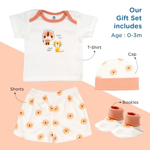 Mee Mee New Born Baby Gift Set | Soft Cotton Clothing Essentials for Infants/Baby Girls, Boys | Baby Shower Clothing Hamper (4 Pieces, Orange)| Ideal Gift for New Born Baby - Image 4