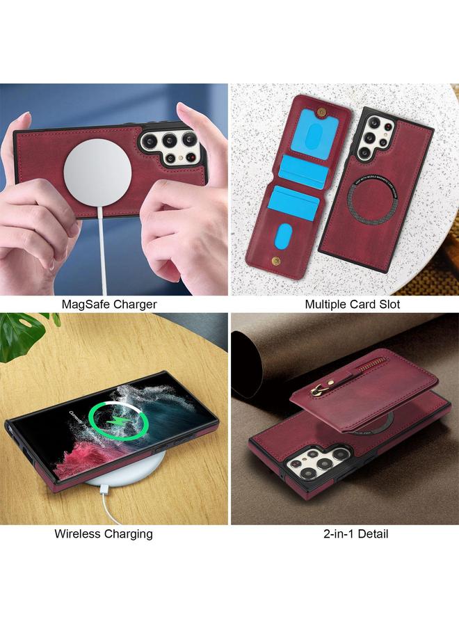 اس-توب جراب لهاتف Samsung Galaxy S22 Ultra 5G بسحاب ومحفظة MagSafe مقسمة من الجلد الخلفي - Image 5