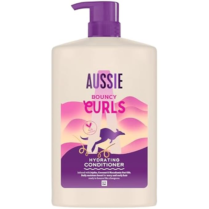 Aussie BOUNCY CURLS HYDRATING CONDITIONER 1000 ML, DAILY MOISTURISING TREATMENT FOR WAVY AND CURLY HAIR, WITH JOJOBA, COCONUT AND AUSTRALIAN MACADAMIA NUTS, VEGAN AND CRUELTY FREE - Image 1