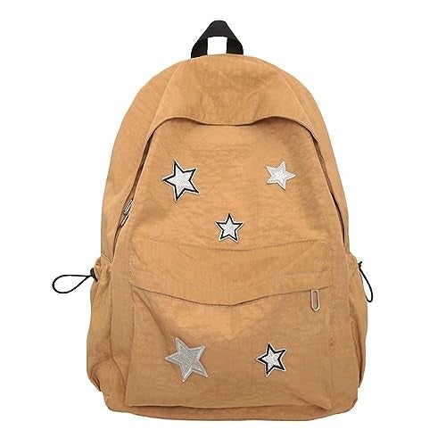 MININAI Cute Y2K Aesthetic Backpack Stars Pattern Preppy Backpack Laptop Backpack Back to College Supplies CaramelOne Size - Image 1