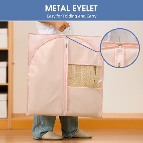 Perber Dress Bags for Gowns, 65'' Pink Garment Bags for Hanging Clothes, Dress Garment Bag Women, Long Dress Cover with Clear Window for Dresses, Coats, Uniforms（2 Pack） - Image 3