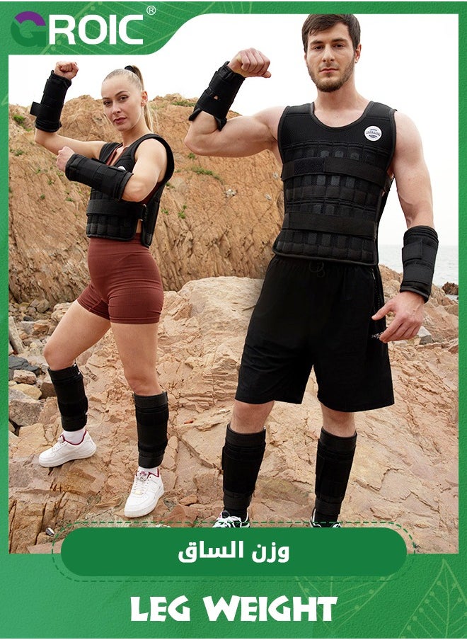 GROIC - 1 Pair 1 KG Ankle Leg Weights, Adjustable Ankle & Leg Weights Set, Removable Metal Block with Separate Pockets Ankle Weights For Walking, Running, Exercises, Fitness, Jogging, Workout - Image 1