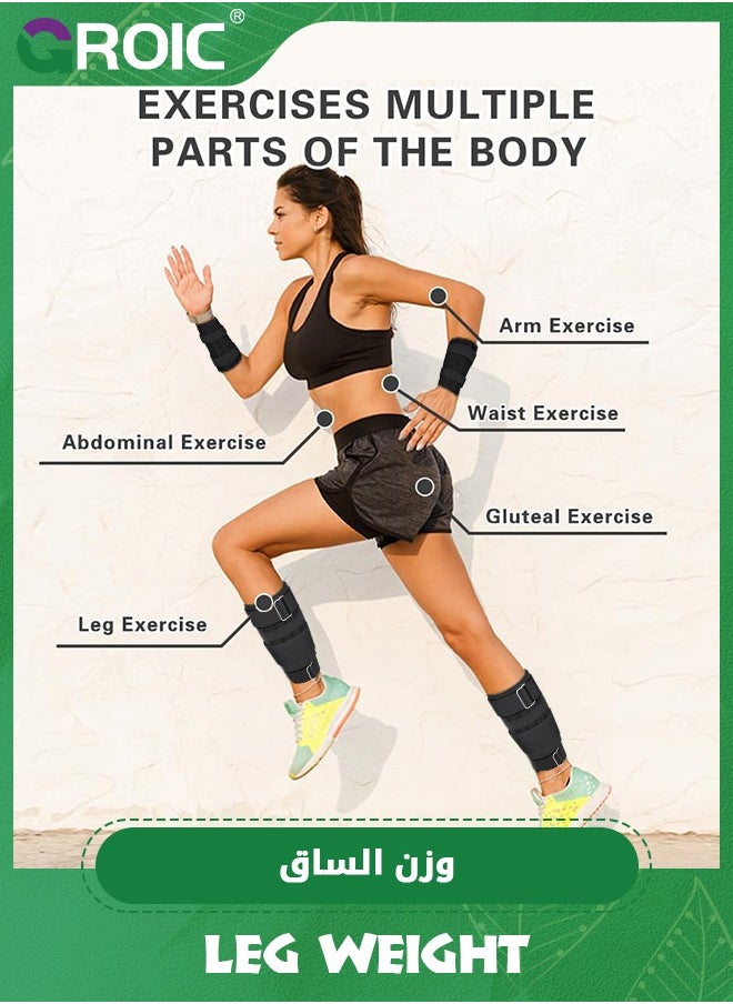 GROIC - 1 Pair 1 KG Ankle Leg Weights, Adjustable Ankle & Leg Weights Set, Removable Metal Block with Separate Pockets Ankle Weights For Walking, Running, Exercises, Fitness, Jogging, Workout - Image 1
