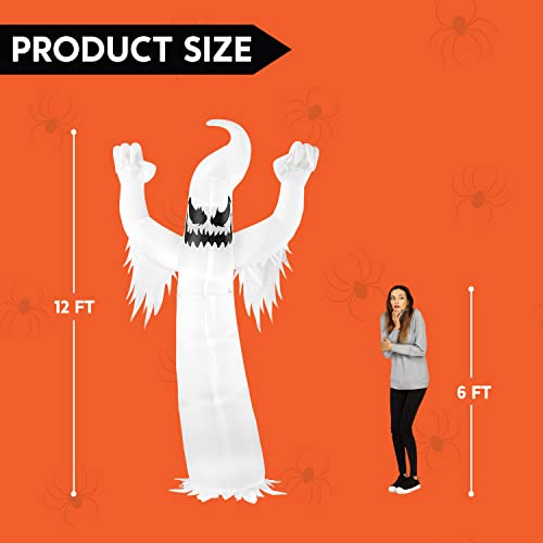 Joiedomi 12 FT Tall Halloween Inflatables Ghost Outdoor Decorations, Inflatable Yard Decorations, Blow Up Ghost Halloween Decor with Build-in LEDs for Scary Decor - Image 5