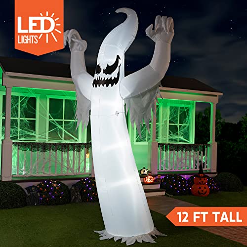 Joiedomi 12 FT Tall Halloween Inflatables Ghost Outdoor Decorations, Inflatable Yard Decorations, Blow Up Ghost Halloween Decor with Build-in LEDs for Scary Decor - Image 2