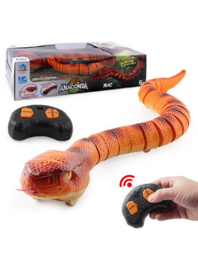 Remote Controlled Toy Reptiles 45 Styles Simulation Prank Animals Interactive Handheld Controller Plastic Material For All Ages-Color:7707 Infrared Remote Control Snake Orange 695 Grams Volume Weigh - Image 1