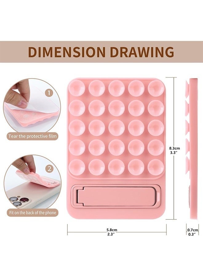 2 in 1 Silicone Sticky Phone Grip, Combines a Powerful Suction Cup and a Durable Mount Suitable for Any Phone Model Provides Multiple Mounting Options for Selfies and Tiktok Video Recording Light (Pink) - Image 5