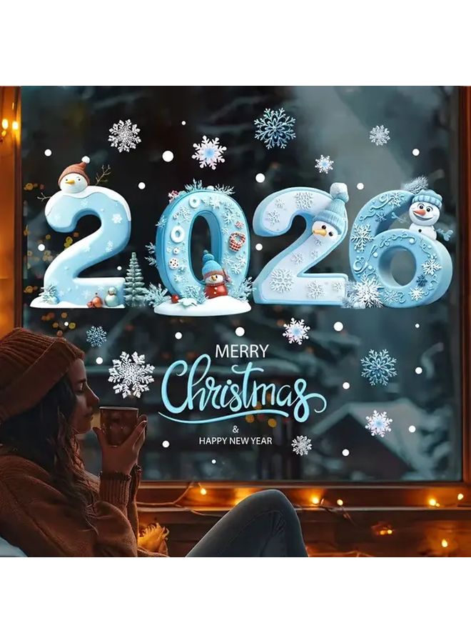 2026 Christmas Snowflake Window Stickers Reusable Electrostatic Winter Decals - Image 3