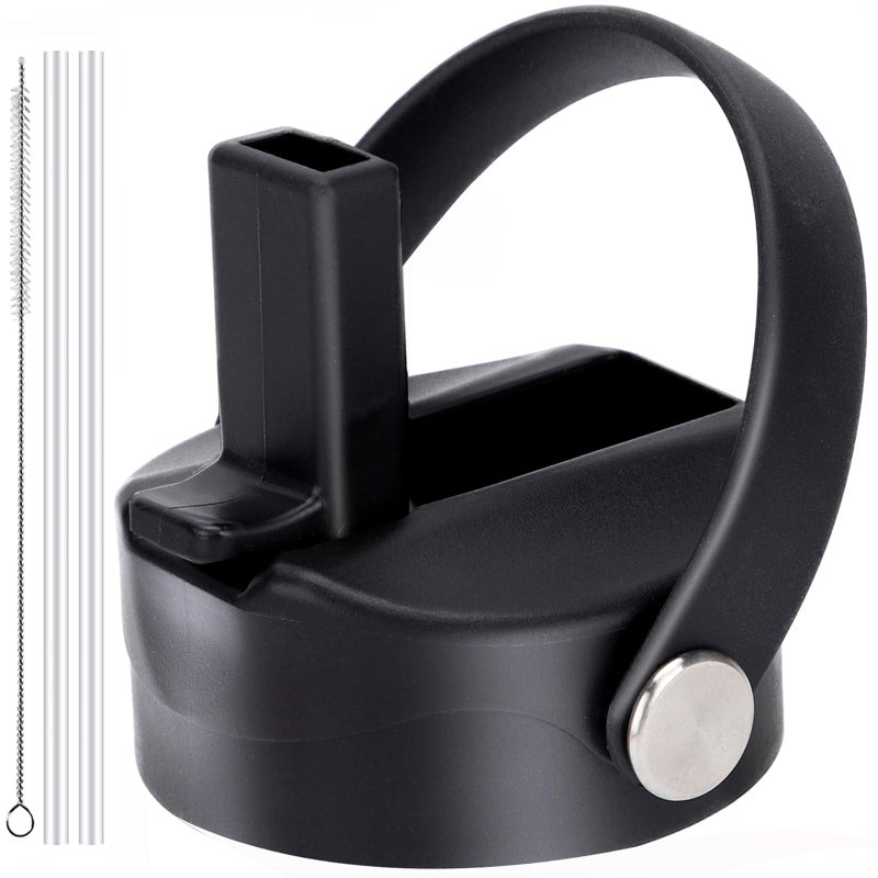 lids with Straw for Hydroflask Wide Mouth Water Bottle 32oz 40oz Compatible With Takeya Wide Mouth Bottle Replacement Cap Straw Cap With Big Nozzle Lid with Straws and Brush with Flexible Handle