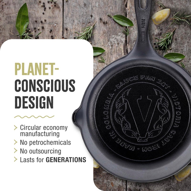 Victoria Cast Iron Saucepan, Cast Iron Melting Pot, Made in Colombia, 2QT - Image 5