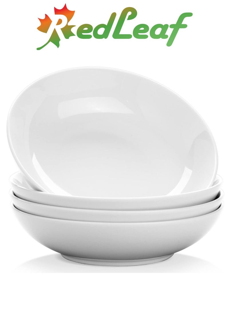 Red Leaf 4 Piecse Ceramic Dinner Plates Thin Sturdy Translucent 8 Inch White Round Shape  - Image 1