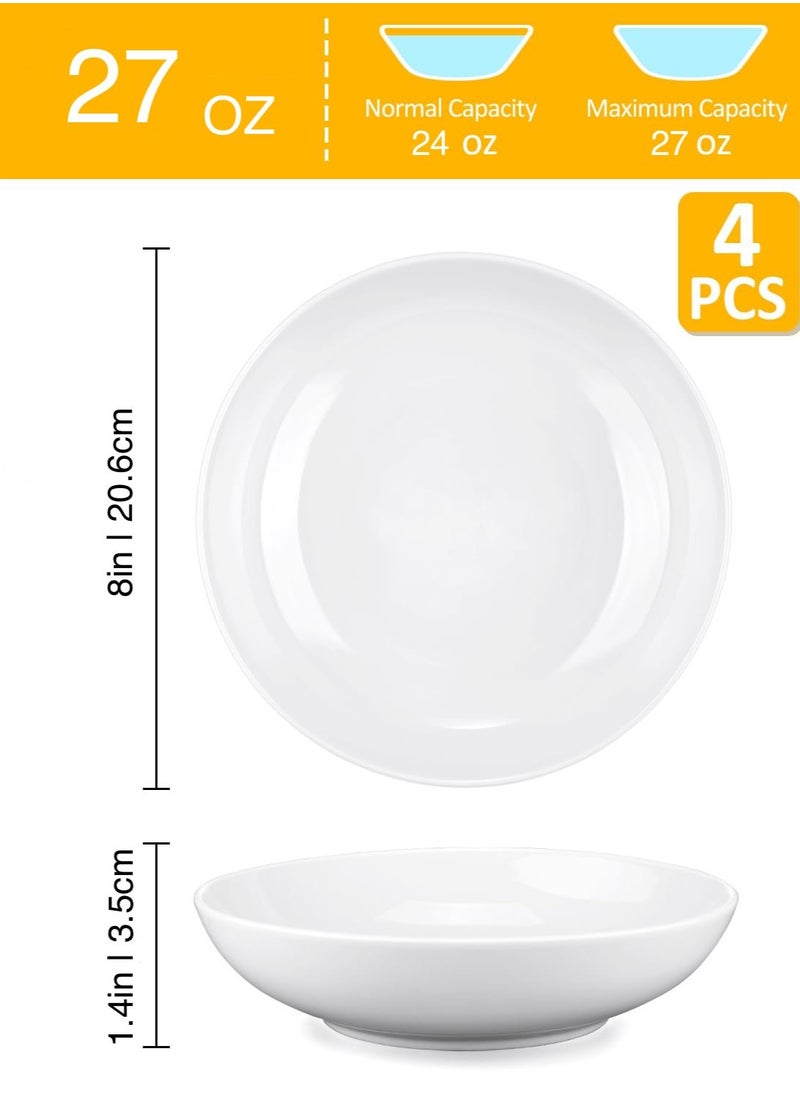 Red Leaf 4 Piecse Ceramic Dinner Plates Thin Sturdy Translucent 8 Inch White Round Shape  - Image 2
