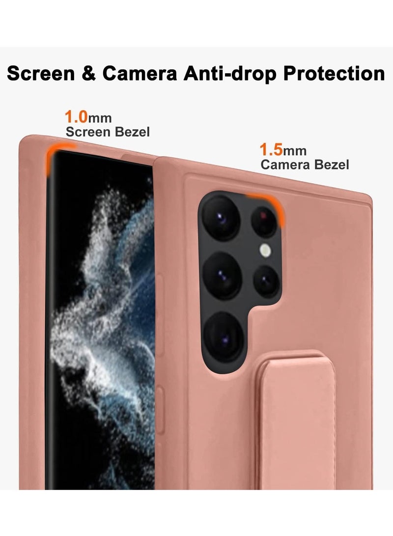 MIGOFAST Fully Covered With Finger Grip Stand Holder Anti Slip Shockproof Silicone Protective Case Cover For Samsung S23 Ultra Green - Image 2