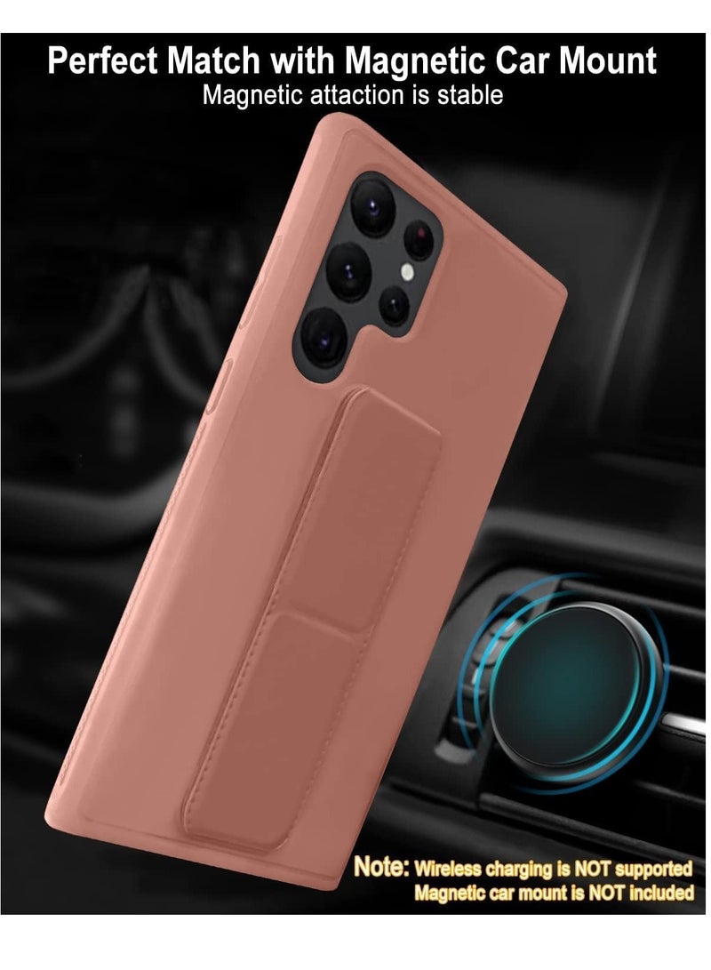 MIGOFAST Fully Covered With Finger Grip Stand Holder Anti Slip Shockproof Silicone Protective Case Cover For Samsung S23 Ultra Green - Image 3