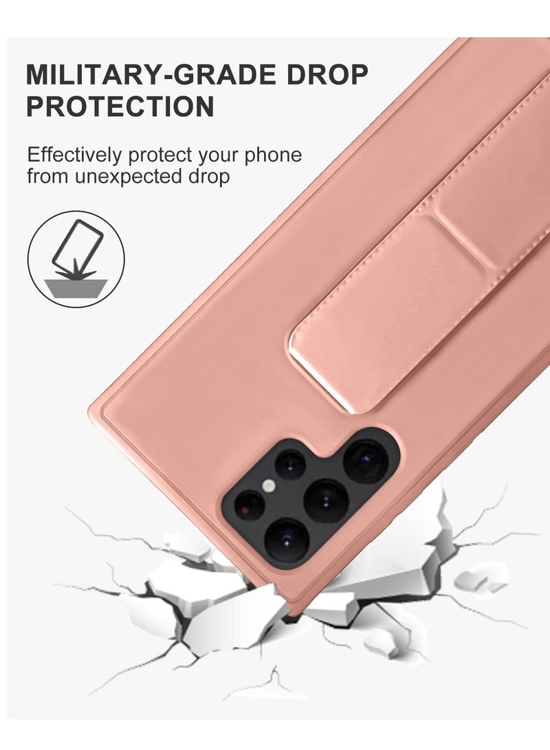 MIGOFAST Fully Covered With Finger Grip Stand Holder Anti Slip Shockproof Silicone Protective Case Cover For Samsung S23 Ultra Green - Image 4