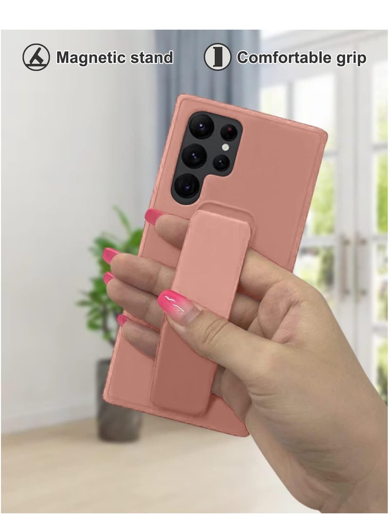 MIGOFAST Fully Covered With Finger Grip Stand Holder Anti Slip Shockproof Silicone Protective Case Cover For Samsung S23 Ultra Green - Image 5